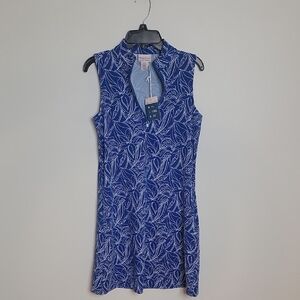 Tommy Bahama Blue Leaf Print Mini Dress